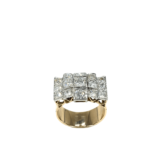 Vintage-Inspired Diamond Grid Ring in 18CT Yellow Gold - Hyman’s Jewellers