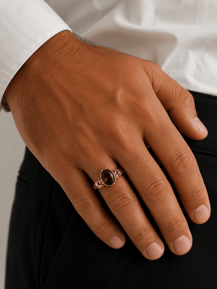 Vintage-Inspired Oval Garnet Solitaire Ring in 9CT Rose Gold 4.5g - Hyman’s Jewellers