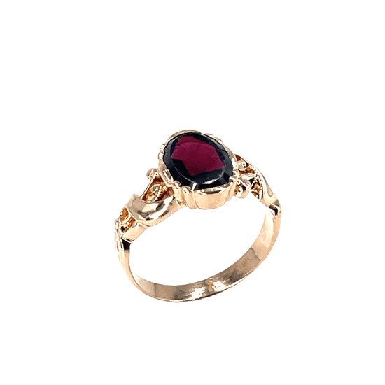 Vintage-Inspired Oval Garnet Solitaire Ring in 9CT Rose Gold 4.5g - Hyman’s Jewellers