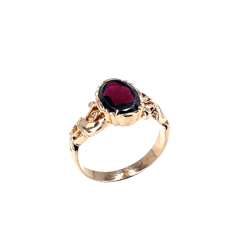 Vintage-Inspired Oval Garnet Solitaire Ring in 9CT Rose Gold 4.5g - Hyman’s Jewellers