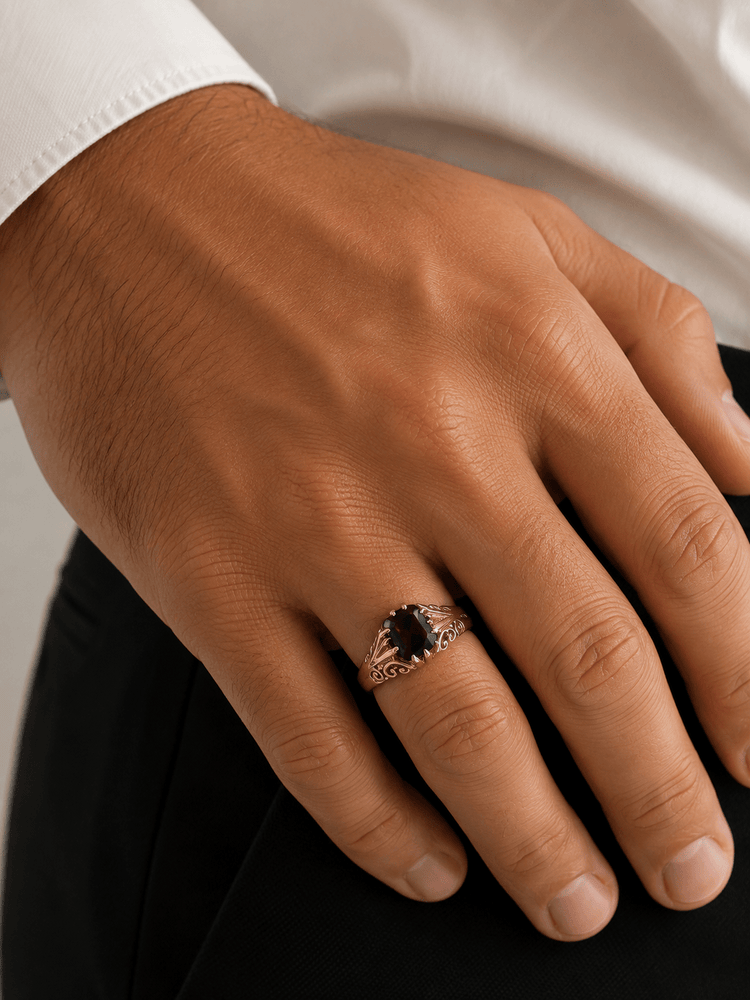 Vintage-Style Garnet Cocktail Ring in 9CT Yellow Gold - Hyman’s Jewellers