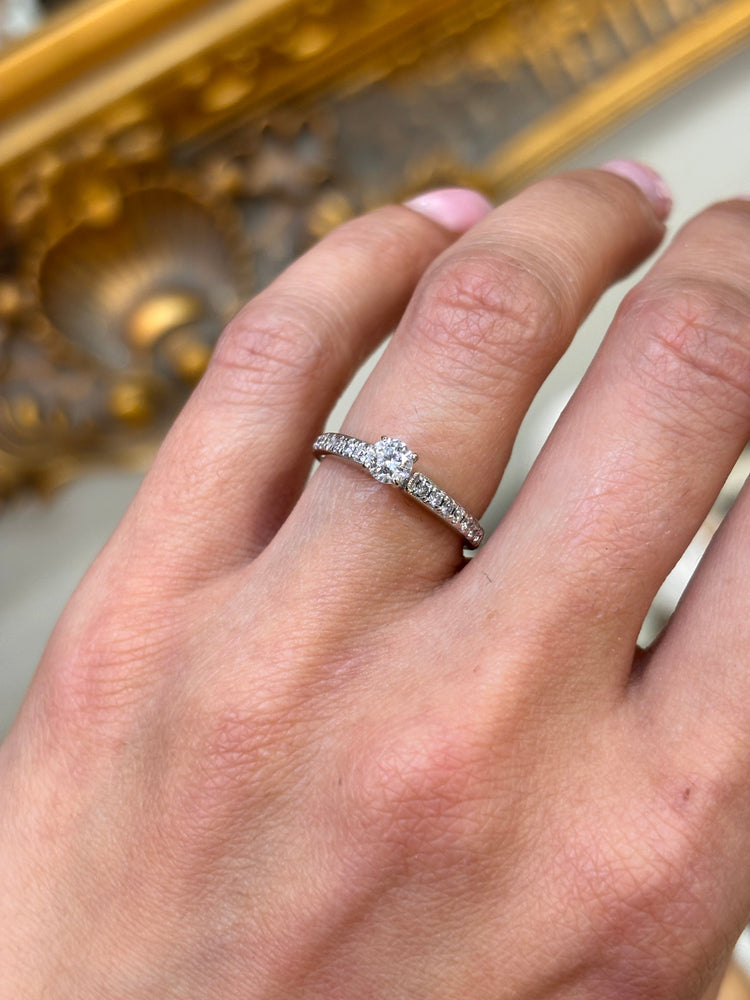 Women’s 14ct & Platinum Engagement Ring with Round Brilliant Cut Diamond - 0.50ct 2.2g - Hyman’s Jewellers