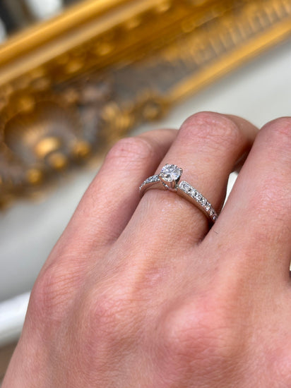 Women’s 14ct & Platinum Engagement Ring with Round Brilliant Cut Diamond - 0.50ct 2.2g - Hyman’s Jewellers