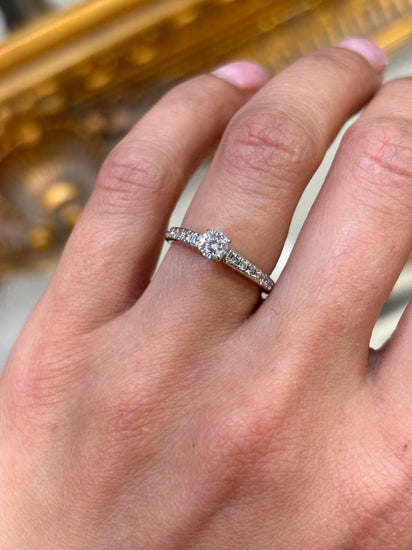 Women’s 14ct & Platinum Engagement Ring with Round Brilliant Cut Diamond - 0.50ct 2.2g - Hyman’s Jewellers