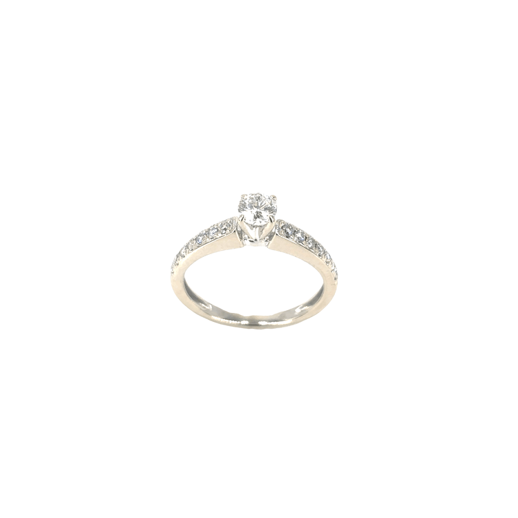 Women’s 14ct & Platinum Engagement Ring with Round Brilliant Cut Diamond - 0.50ct 2.2g - Hyman’s Jewellers