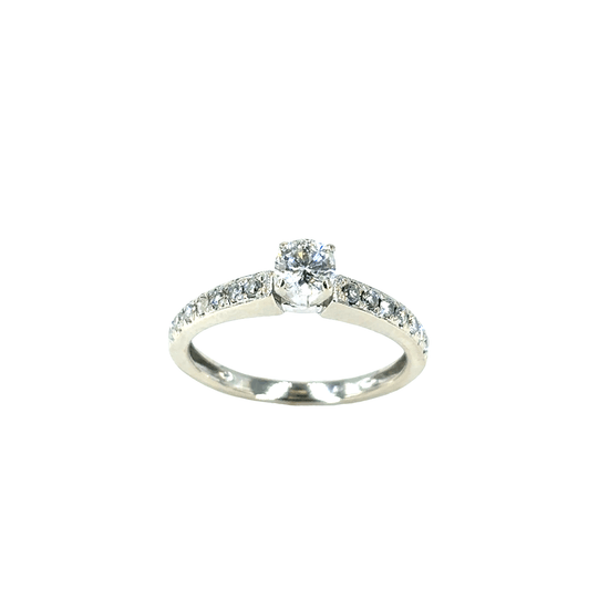 Women’s 14ct & Platinum Engagement Ring with Round Brilliant Cut Diamond - 0.50ct 2.2g - Hyman’s Jewellers