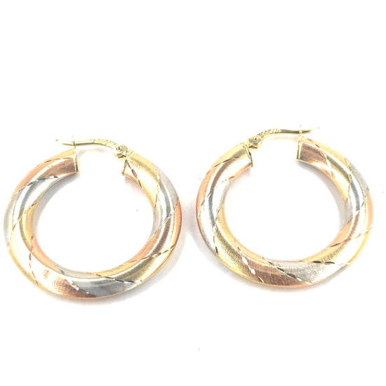 Women’s 14ct Tri Gold Hoop Earrings - 4g - Hyman’s Jewellers