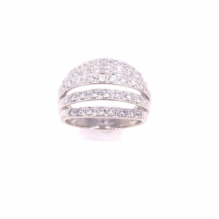 Women’s 14ct White Gold Cz Ring - 6.8g - Hyman’s Jewellers