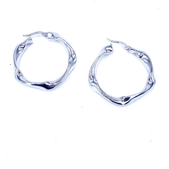 Women’s 14ct White Gold Twist Hoop Earrings - 3G - Hyman’s Jewellers