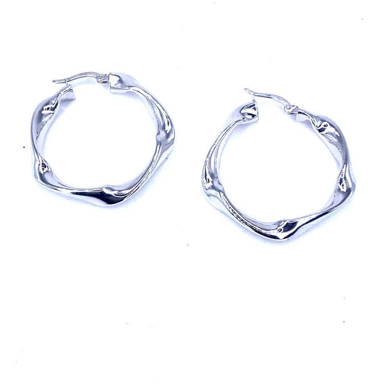 Women’s 14ct White Gold Twist Hoop Earrings - 3G - Hyman’s Jewellers