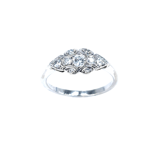 Women’s 14ct White Gold Vintage Art Deco Diamond Ring - 0.25ct - Hyman’s Jewellers