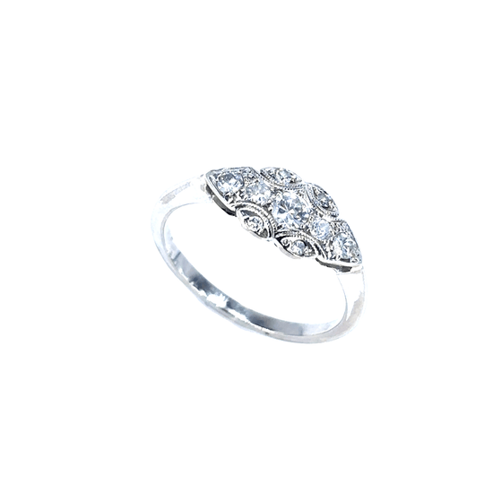 Women’s 14ct White Gold Vintage Art Deco Diamond Ring - 0.25ct - Hyman’s Jewellers