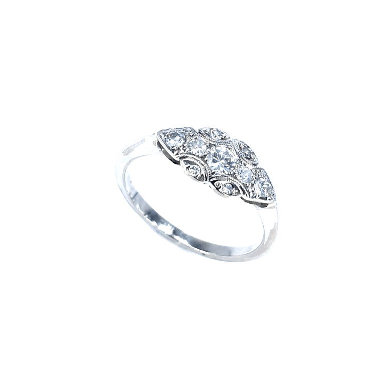 Women’s 14ct White Gold Vintage Art Deco Diamond Ring - 0.25ct - Hyman’s Jewellers