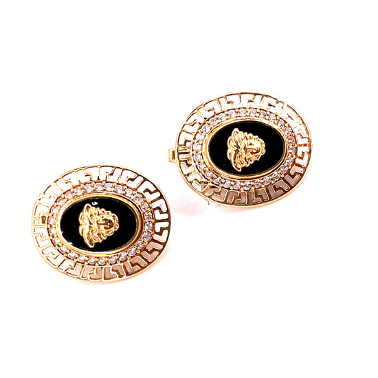 Women’s 14ct Yellow Gold Medusa Head Cz Earrings - 6g - Hyman’s Jewellers