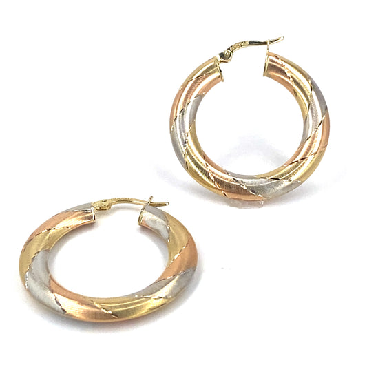 Women’s 14ct Yellow White Rose Gold Hoop Earrings - Hyman’s Jewellers