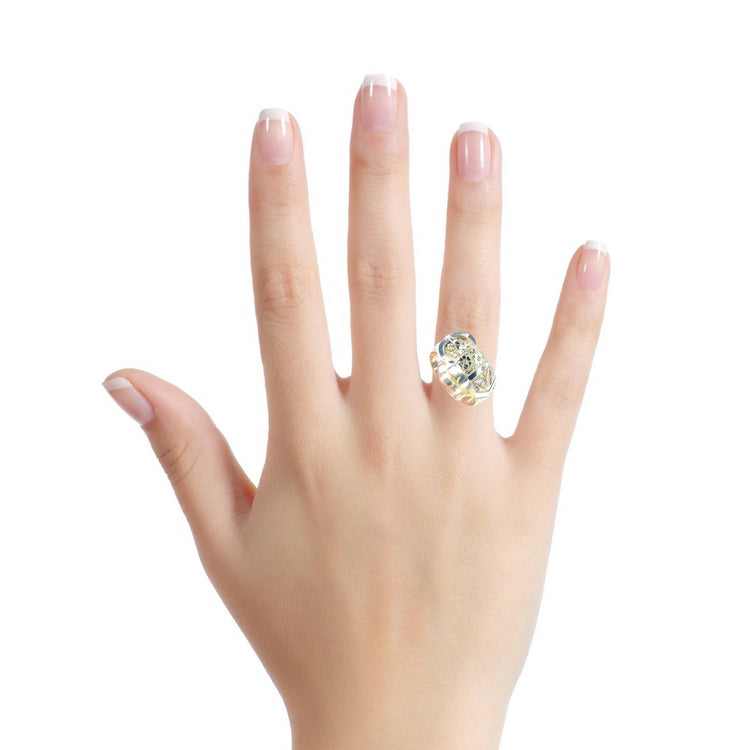 Women’s 16ct Artisan Crafted Yellow Gold Buckle Ring with Artistic Engraving - Hyman’s Jewellers