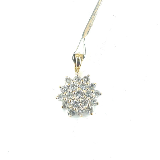 Women’s 18ct 1ct 2.6g Yellow Gold Diamond Cluster Floral Pendant - Hyman’s Jewellers