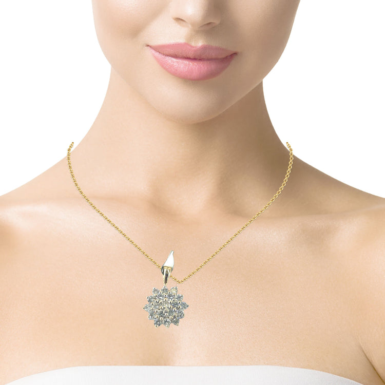 Women’s 18ct 1ct 2.6g Yellow Gold Diamond Cluster Floral Pendant - Hyman’s Jewellers