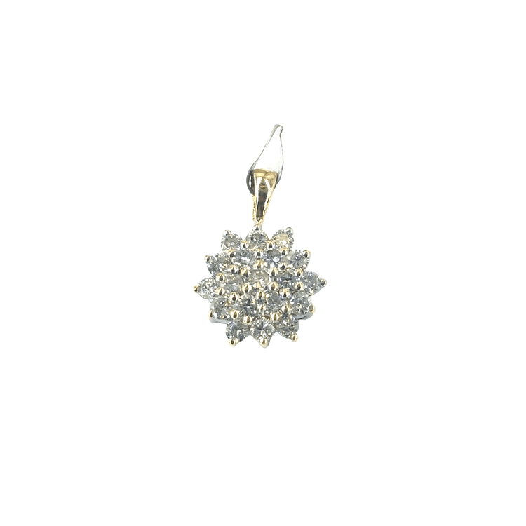 Women’s 18ct 1ct 2.6g Yellow Gold Diamond Cluster Floral Pendant - Hyman’s Jewellers