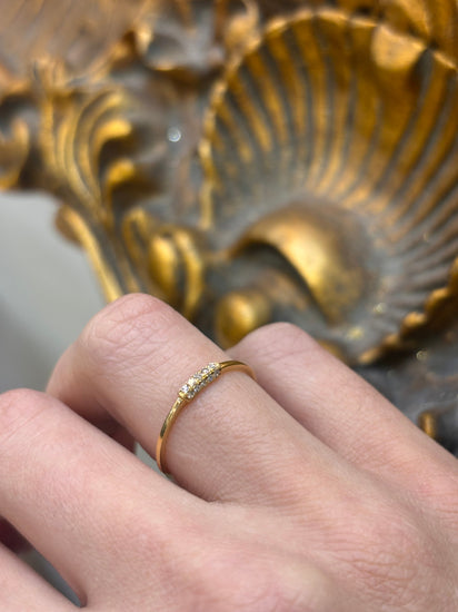 Women’s 18ct Delicate Yellow Gold Band Ring with Diamond Accents - Hyman’s Jewellers