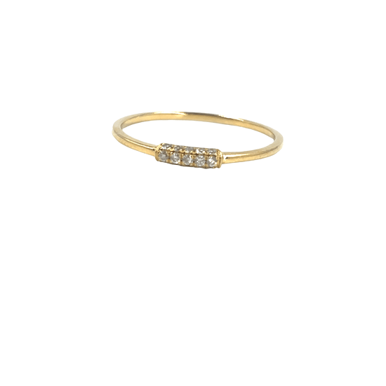 Women’s 18ct Delicate Yellow Gold Band Ring with Diamond Accents - Hyman’s Jewellers