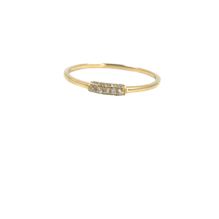 Women’s 18ct Delicate Yellow Gold Band Ring with Diamond Accents - Hyman’s Jewellers