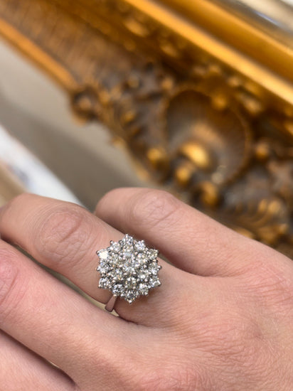 Women’s 18ct Diamond Cluster Cocktail Ring in White Gold - 0.75ct - Hyman’s Jewellers