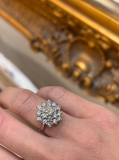 Women’s 18ct Diamond Cluster Cocktail Ring in White Gold - 0.75ct - Hyman’s Jewellers