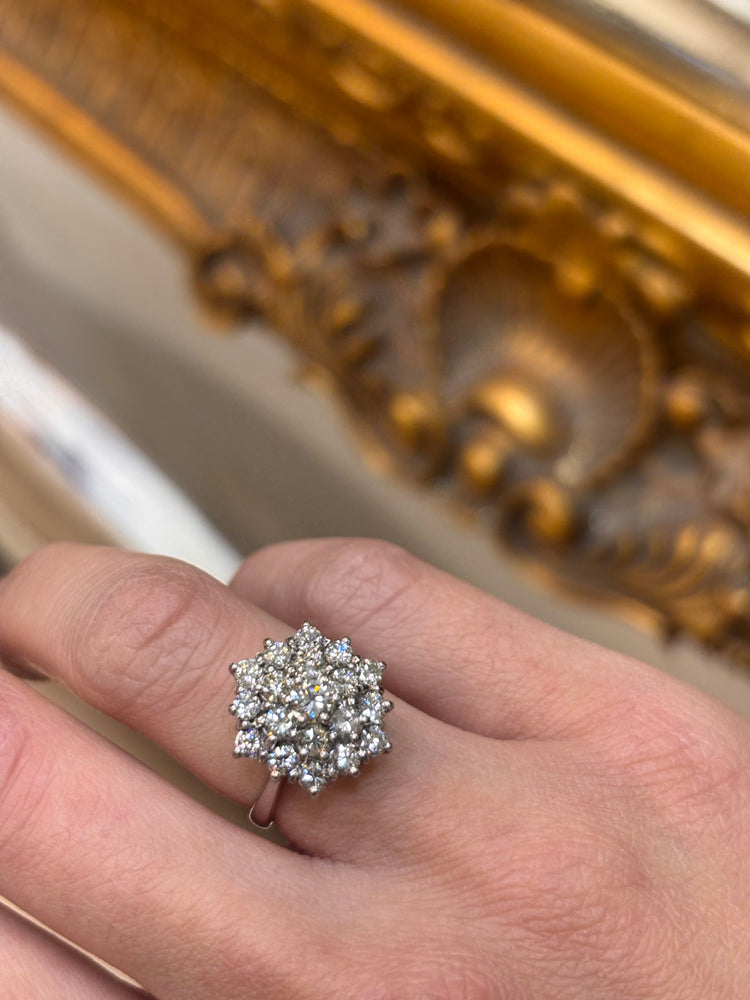 Women’s 18ct Diamond Cluster Cocktail Ring in White Gold - 0.75ct - Hyman’s Jewellers