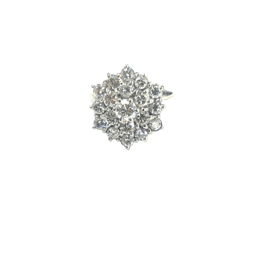 Women’s 18ct Diamond Cluster Cocktail Ring in White Gold - 0.75ct - Hyman’s Jewellers