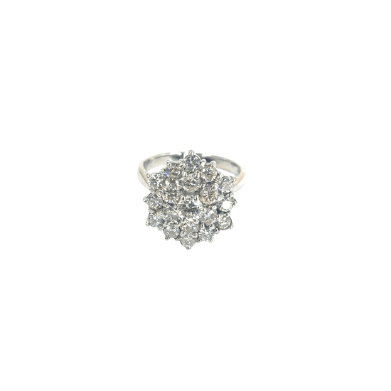 Women’s 18ct Diamond Cluster Cocktail Ring in White Gold - 0.75ct - Hyman’s Jewellers