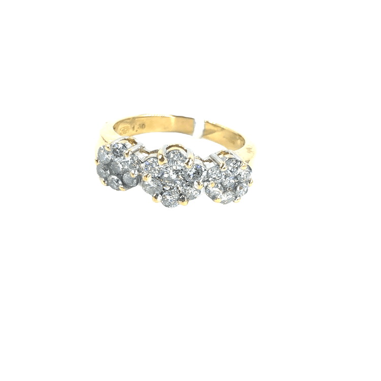 Women’s 18ct Diamond Flower Cluster Trilogy Ring in Yellow Gold - Hyman’s Jewellers