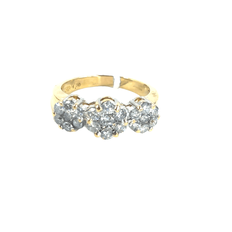 Women’s 18ct Diamond Flower Cluster Trilogy Ring in Yellow Gold - Hyman’s Jewellers