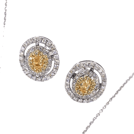 Women’s 18ct Necklace & Earrings with Fancy Yellow Round Brilliant Cut Diamond Set - Earrings 1.4ct Pendant 0.70ct - Hyman’s Jewellers