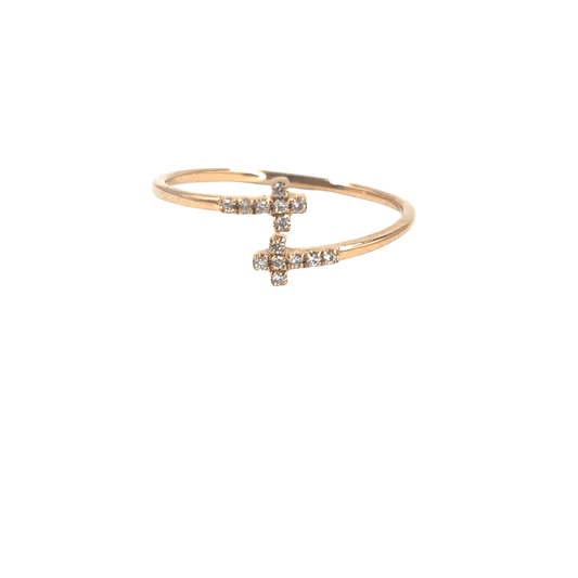 Women’s 18ct Rose Gold Diamond Multistone Cross Ring - Hyman’s Jewellers