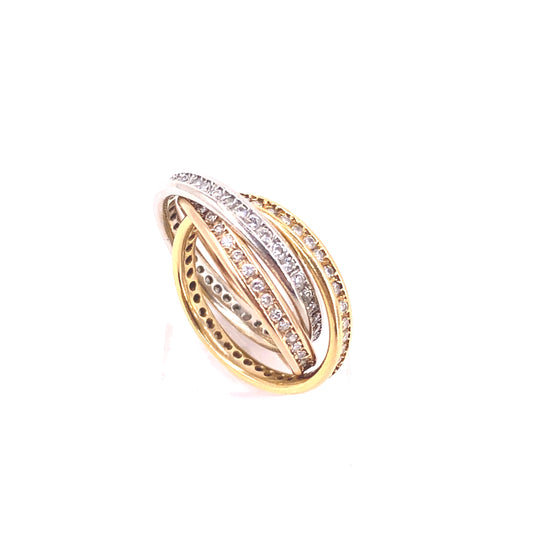 Women’s 18ct Tri Gold Diamond Russian Wedding Band - 1.5ct - Hyman’s Jewellers