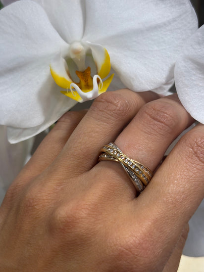 Women’s 18ct Tri Gold Diamond Russian Wedding Band - 1.5ct - Hyman’s Jewellers