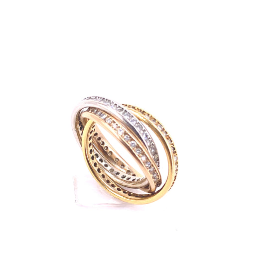 Women’s 18ct Tri Gold Diamond Russian Wedding Band - 1.5ct - Hyman’s Jewellers