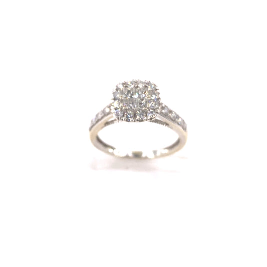 Women’s 18ct White Gold Diamond Engagement Cluster - 0.66ct - Hyman’s Jewellers