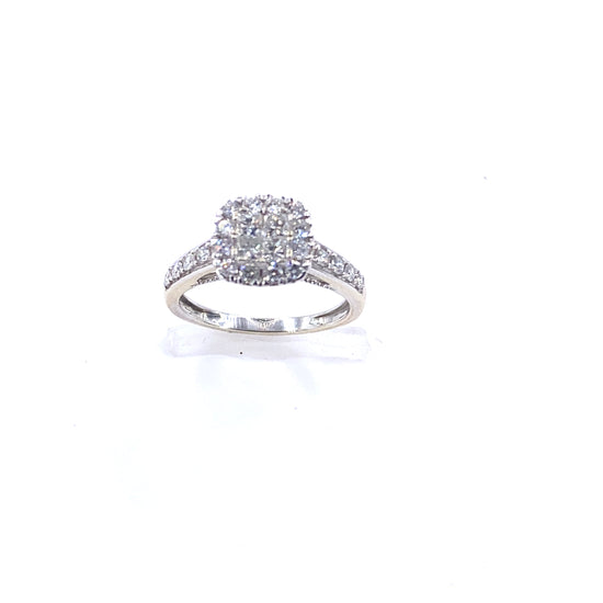 Women’s 18ct White Gold Diamond Engagement Cluster - 0.66ct - Hyman’s Jewellers