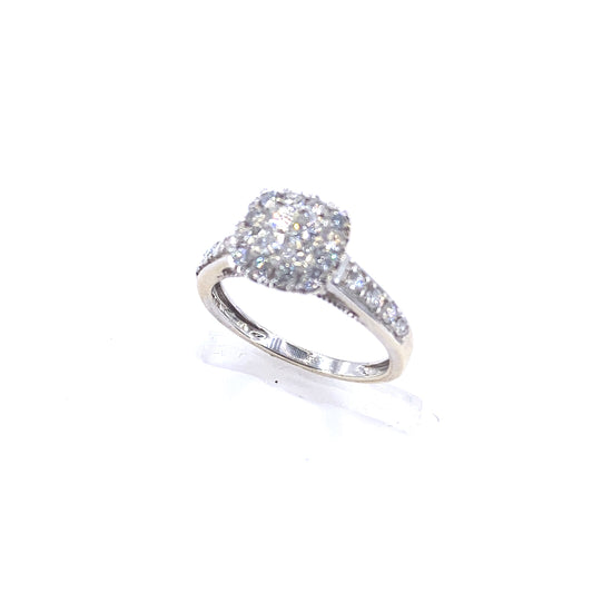 Women’s 18ct White Gold Diamond Engagement Cluster - 0.66ct - Hyman’s Jewellers