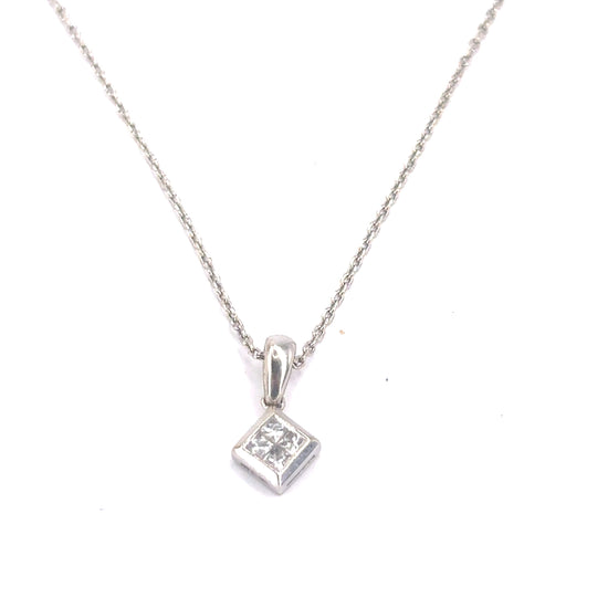 Women’s 18ct White Gold Diamond Pendant & Chain - 0.20ct - Hyman’s Jewellers