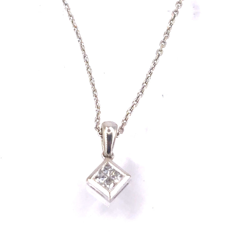 Women’s 18ct White Gold Diamond Pendant & Chain - 0.20ct - Hyman’s Jewellers