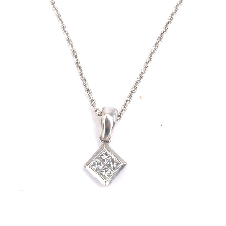 Women’s 18ct White Gold Diamond Pendant & Chain - 0.20ct - Hyman’s Jewellers