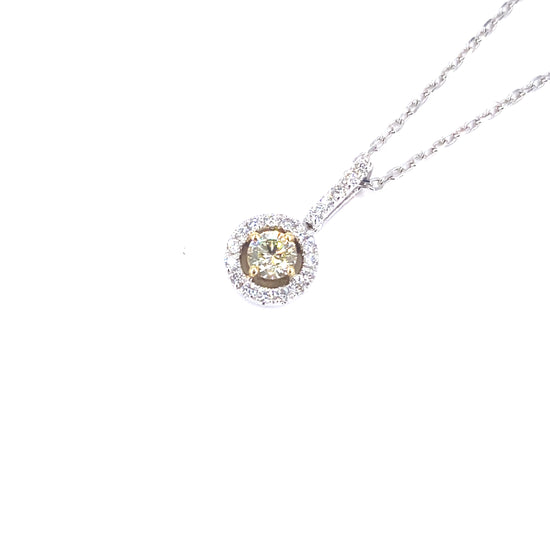 Women’s 18ct White Gold Diamond Solitaire Halo Pendant - 0.50ct - Hyman’s Jewellers