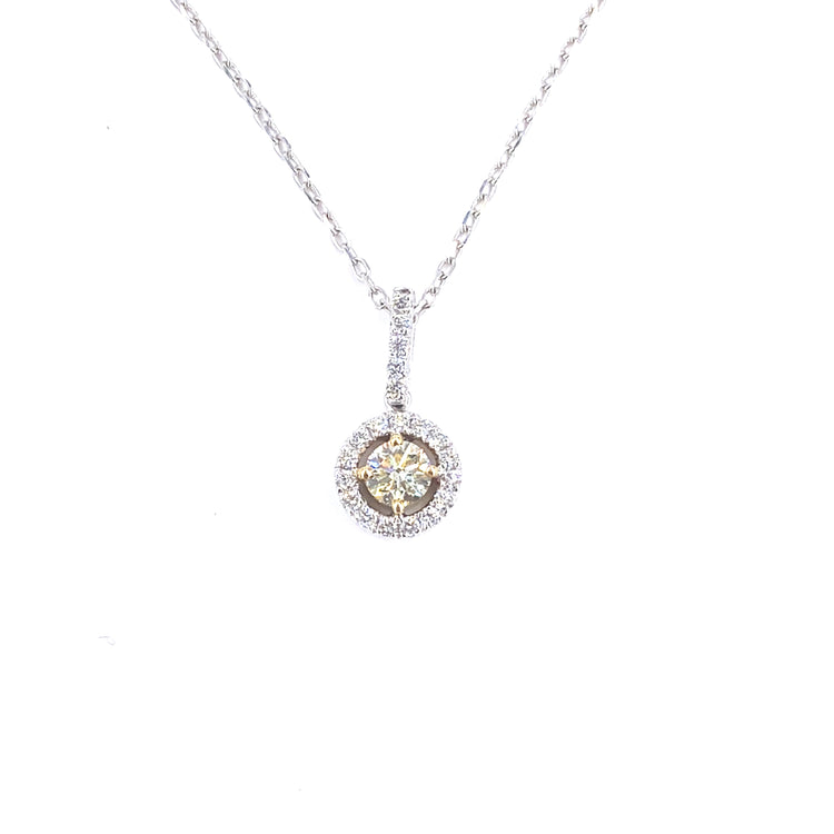 Women’s 18ct White Gold Diamond Solitaire Halo Pendant - 0.50ct - Hyman’s Jewellers