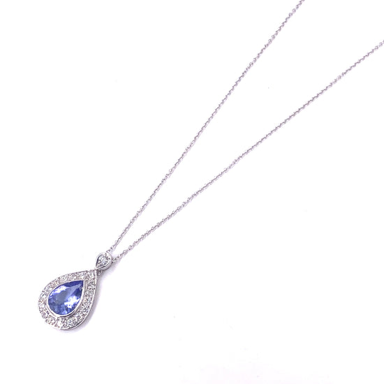 Women’s 18ct White Gold Diamond Tanzanite Pendant & Necklace - 3.8g - Hyman’s Jewellers