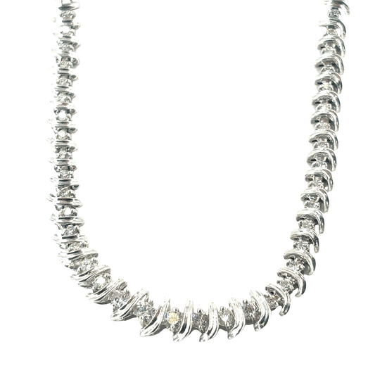Women’s 18ct White Gold Diamond Tennis Necklace - Hyman’s Jewellers