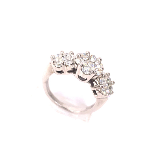 Women’s 18ct White Gold Diamond Trilogy Cluster Ring - 2.0cts - Hyman’s Jewellers
