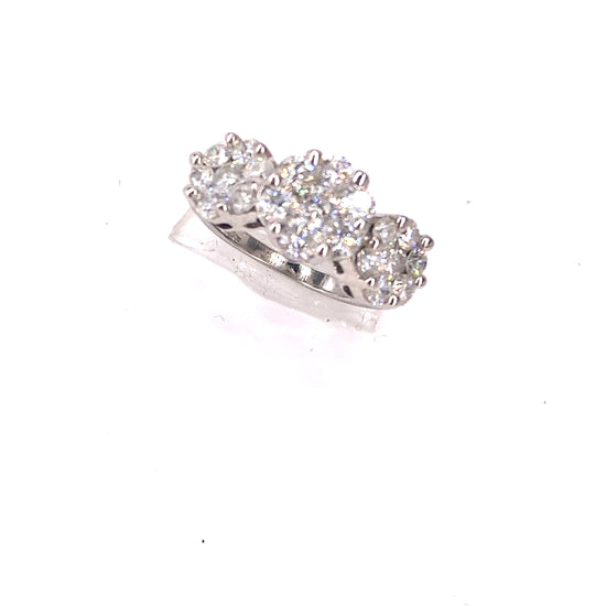 Women’s 18ct White Gold Diamond Trilogy Cluster Ring - 2.0cts - Hyman’s Jewellers